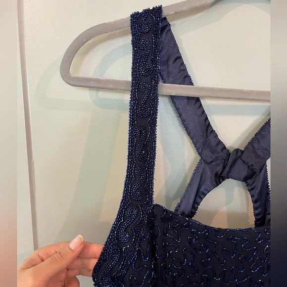 Scala navy blue beaded formal gown - Picture 4 of 16